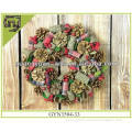 natural pinecones wreath Christmas decorations with red berry